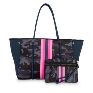 Haute Shore Blue Camouflage Tote Bag with Pink